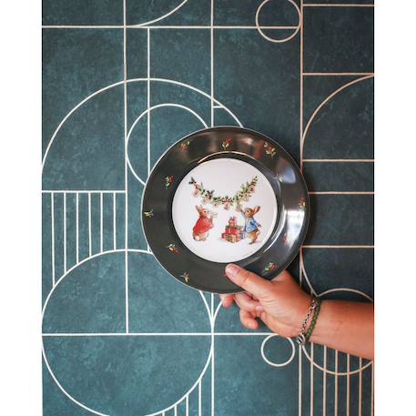 Assiette pierre lapin noël avec jeannot 20 cm Rouge+Vert 5 - vertbaudet enfant 