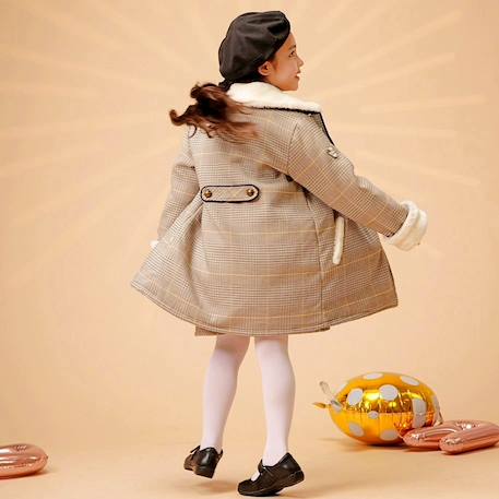 Manteau fille marron chaud à carreaux | amandine Marron 2 - vertbaudet enfant 