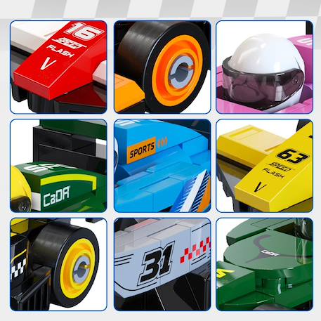 Coffret 8 mini voitures de course à construire Bleu 6 - vertbaudet enfant 