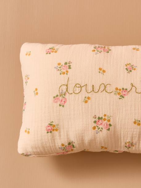 Petit coussin gaze de coton brodé Blanc moyen imprime+Imprime multico 6 - vertbaudet enfant 