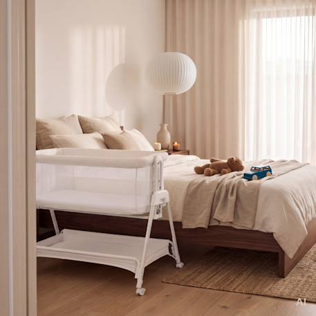 Lit cododo 2en1 luna close&cosy avec 7 hauteurs, côté ouvrable et matelas en mousse White beige 5 - vertbaudet enfant 