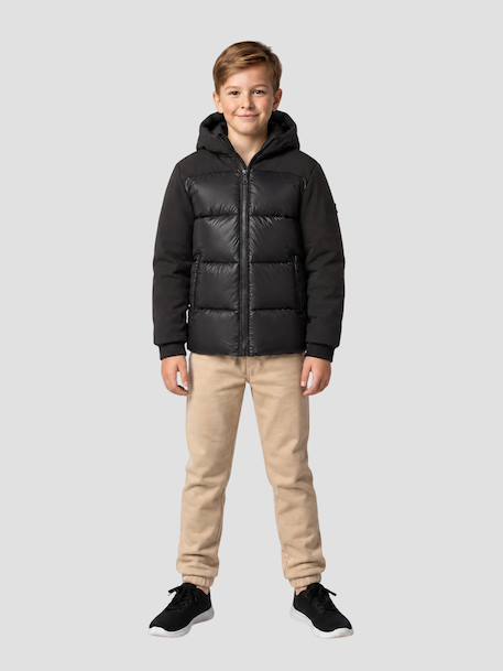 Blouson à capuche bi-matière Anthracite+Noir 6 - vertbaudet enfant 