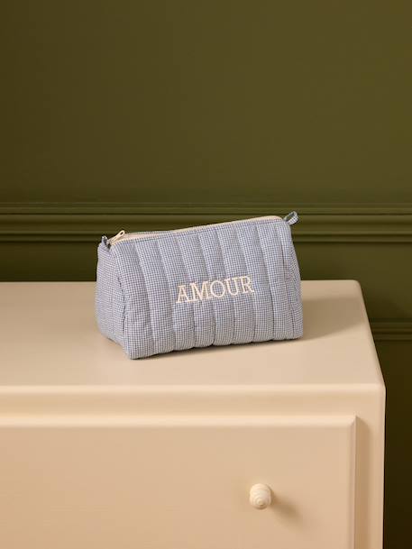 Trousse de toilette en coton vichy Vichy bleu+Vichy caramel+Vichy vert 1 - vertbaudet enfant 