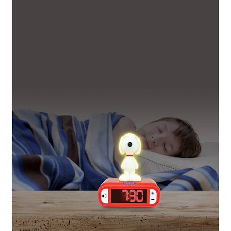 Réveil - veilleuse Snoopy avec effets sonores, Écran LCD, alarme Red & white 4 - vertbaudet enfant 