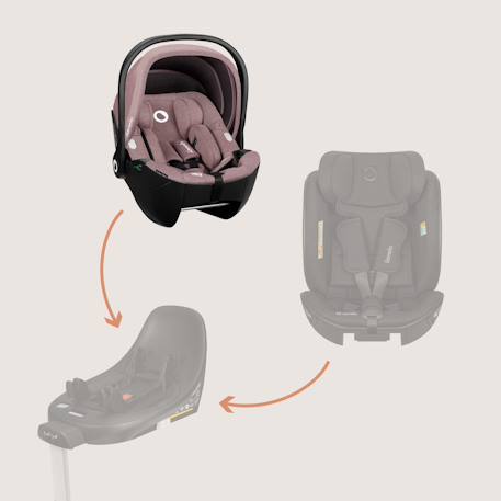 Siège-auto bébé moxie i-size 40-87 cm léger avec tissu en bambou, groupe 0+ Beige sand+Black carbon+Pink mauve 14 - vertbaudet enfant 