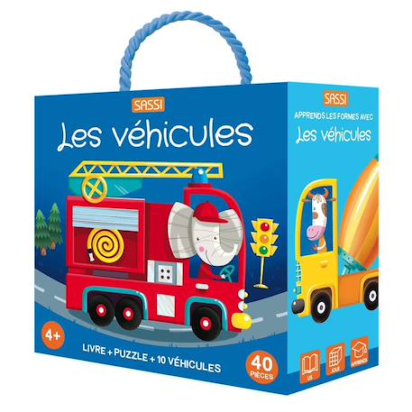 Livre et puzzle les véhicules Bleu 1 - vertbaudet enfant 