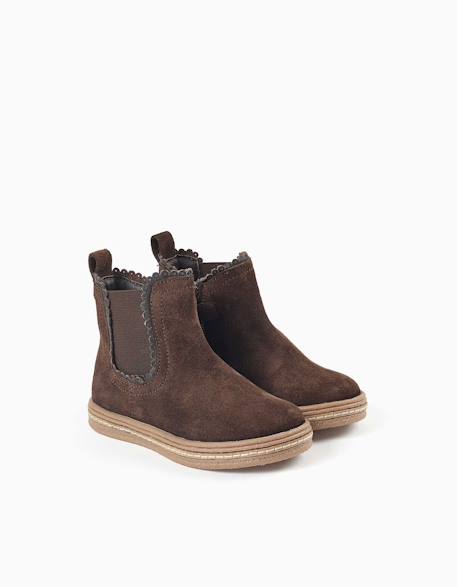 Bottines chelsea en daim avec semelle intérieure rembourrée Marrón 2 - vertbaudet enfant 