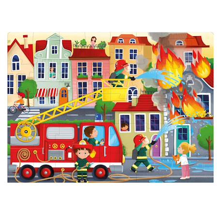 Livre et puzzle les pompiers Rouge 3 - vertbaudet enfant 