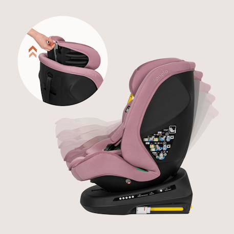 Siège-auto pivotant 360° bastiaan plus i-size 40-150 cm avec isofix Beige chocolate+Black carbon+Navy blue+Pink mauve 23 - vertbaudet enfant 