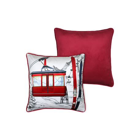 Coussin décoratif carré à motif téléphérique Rouge 2 - vertbaudet enfant 