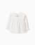 Blouse en coton à manches longues avec volants et fleurs Blanc 1 - vertbaudet enfant 