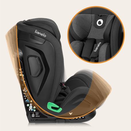 Siège-auto harper i-size 76-150 cm avec isofix, top tether, 5 positions d’inclinaison et protection latérale sip Black carbon grey 4 - vertbaudet enfant 