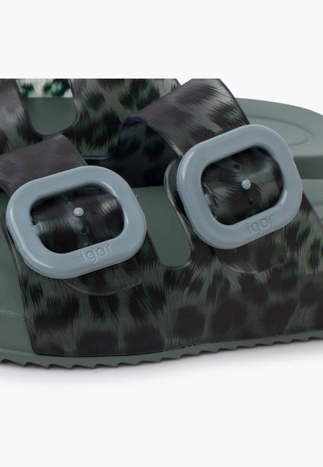 Sandales caoutchouc habana double boucle imprimé animal Noir+Vert 12 - vertbaudet enfant 