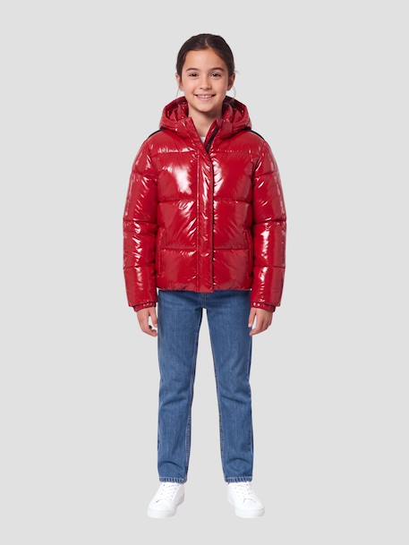 Blouson shiny à capuche Noir+Rouge 6 - vertbaudet enfant 