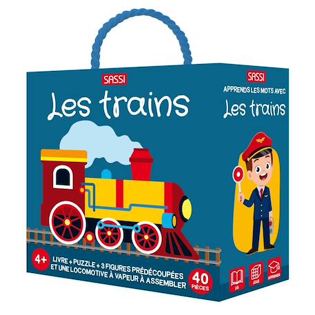 Livre et puzzle les trains Bleu 1 - vertbaudet enfant 
