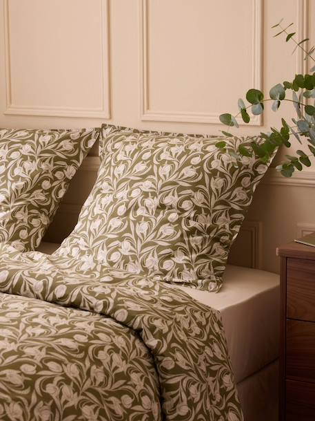 Taie d'oreiller percale de coton 'lucie' Bordeaux+Kaki 6 - vertbaudet enfant 