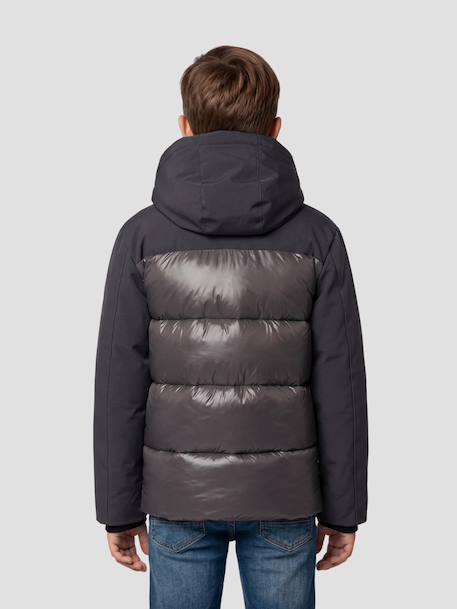 Blouson à capuche bi-matière Anthracite+Noir 3 - vertbaudet enfant 