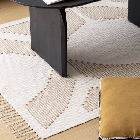 Tapis inuit en coton avec motif en relief brodé Beige 4 - vertbaudet enfant 