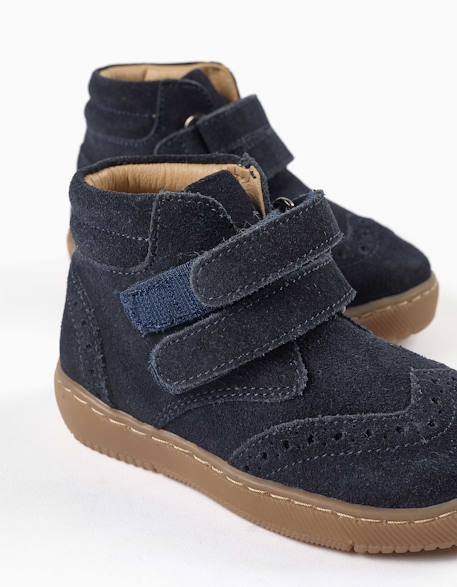 Bottines barefoot en suède avec brides à scratch Bleu 4 - vertbaudet enfant 