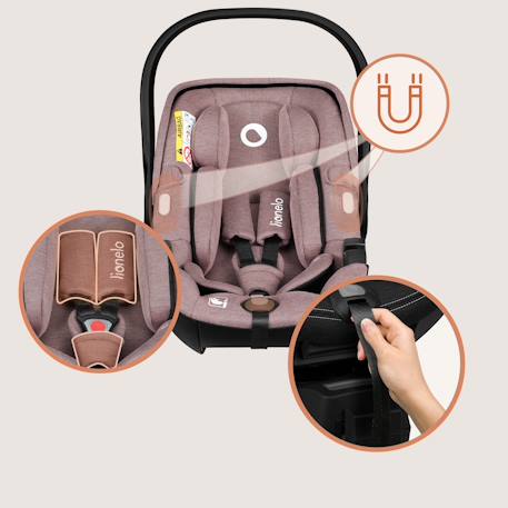 Siège-auto bébé moxie i-size 40-87 cm léger avec tissu en bambou, groupe 0+ Beige sand+Black carbon+Pink mauve 16 - vertbaudet enfant 