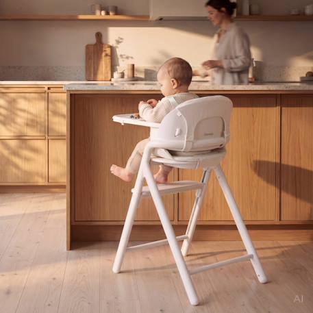 Chaise haute évolutive 3en1 celia close&cosy jusqu’à 110 kg avec réglage à une main et coussin inclus White beige 6 - vertbaudet enfant 