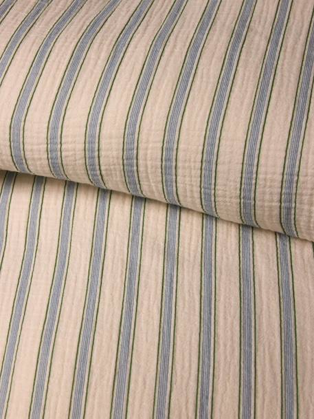 Housse de couette gaze de coton 'lou' Rayure vert/bleu 2 - vertbaudet enfant 