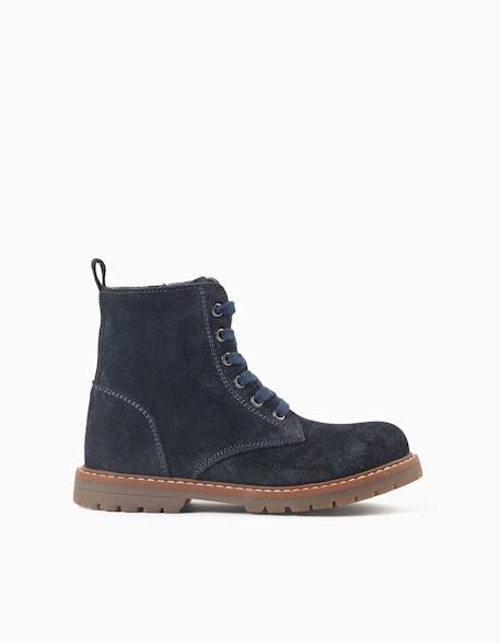 Bottines en suède à lacets et semelle antidérapante Bleu 1 - vertbaudet enfant 