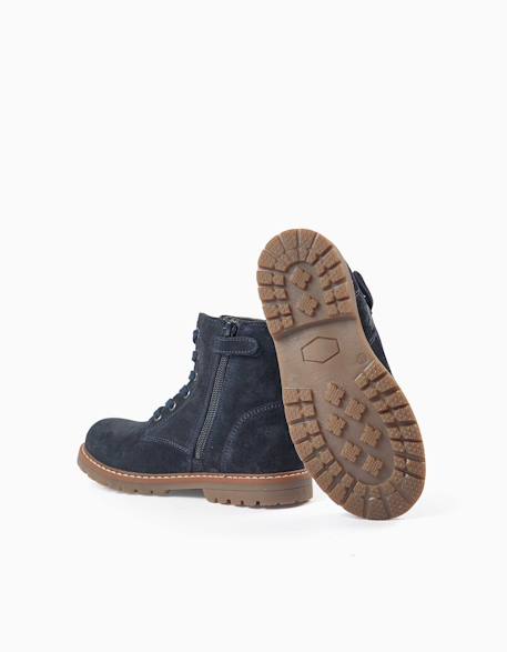 Bottines en suède à lacets et semelle antidérapante Bleu 3 - vertbaudet enfant 
