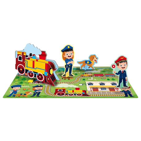 Livre et puzzle les trains Bleu 2 - vertbaudet enfant 