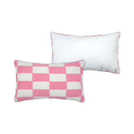Coussin rectangulaire en bouclette à motif damier Rose 2 - vertbaudet enfant 
