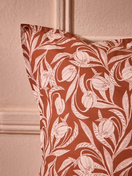 Taie d'oreiller percale de coton 'lucie' Bordeaux+Kaki 2 - vertbaudet enfant 