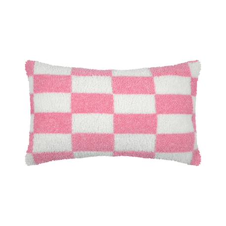 Coussin rectangulaire en bouclette à motif damier Rose 1 - vertbaudet enfant 