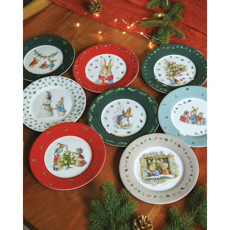 Assiette pierre lapin noël avec jeannot 20 cm Rouge+Vert 3 - vertbaudet enfant 