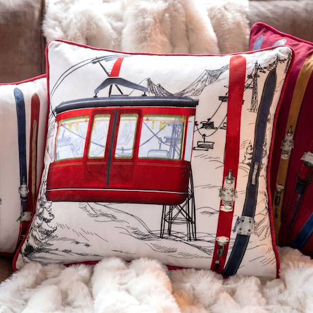 Coussin décoratif carré à motif téléphérique Rouge 5 - vertbaudet enfant 