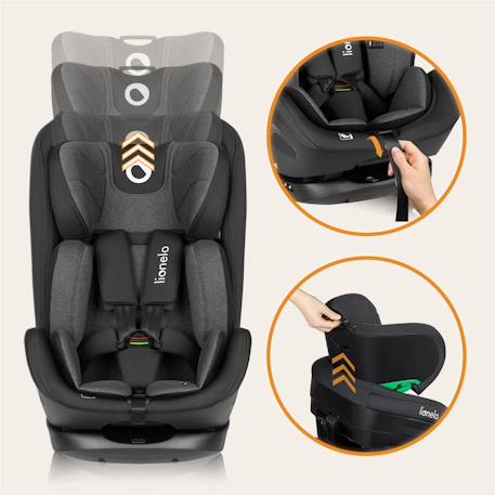 Siège-auto harper i-size 76-150 cm avec isofix, top tether, 5 positions d’inclinaison et protection latérale sip Black carbon grey 6 - vertbaudet enfant 