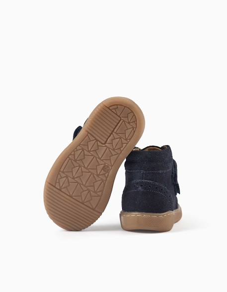 Bottines barefoot en suède avec brides à scratch Bleu 3 - vertbaudet enfant 
