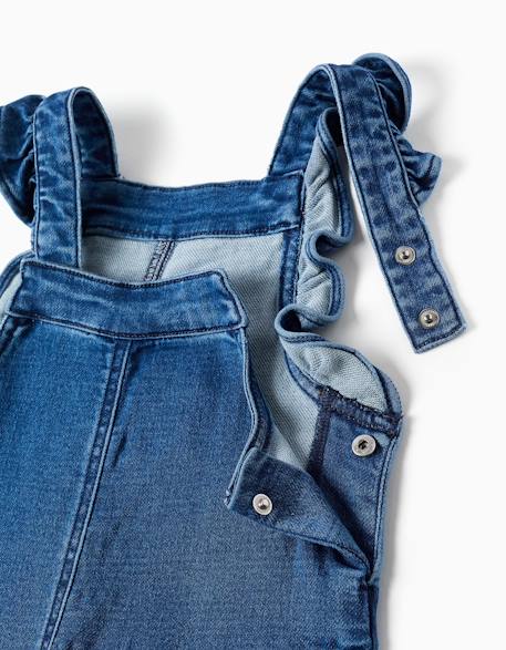 Salopette en jean avec bretelles à volants Bleu jean 3 - vertbaudet enfant 