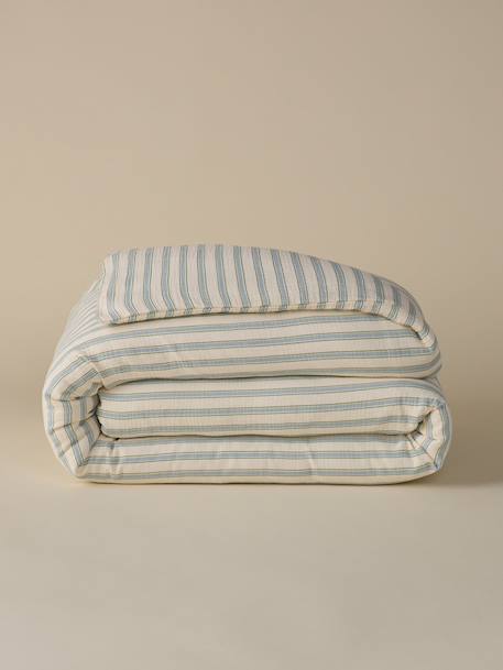 Housse de couette gaze de coton 'lou' Rayure vert/bleu 5 - vertbaudet enfant 