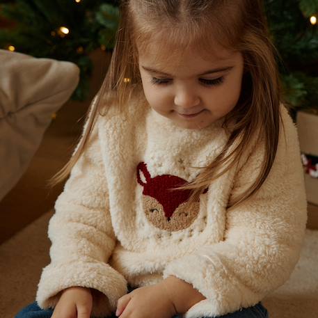 Sweat-shirt enfant en sherpa grace Vanille 5 - vertbaudet enfant 