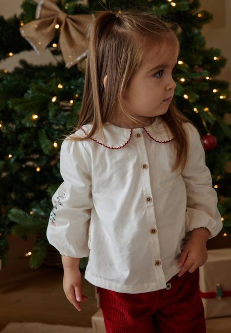 Blouse enfant en popeline grace Ecru 1 - vertbaudet enfant 
