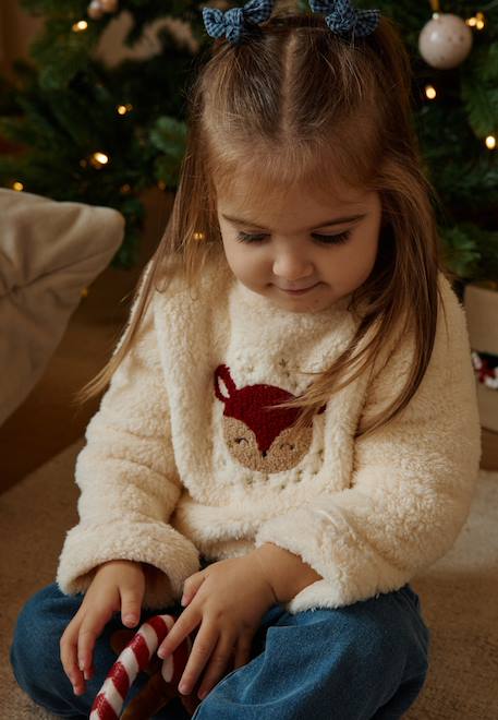 Sweat-shirt enfant en sherpa grace Vanille 1 - vertbaudet enfant 