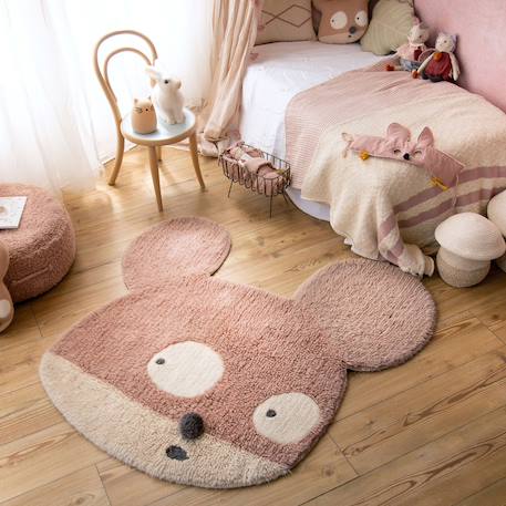 Tapis lavable en laine mademoiselle souris Pink 2 - vertbaudet enfant 