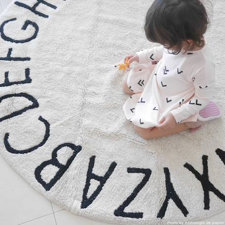 Tapis lavable rond alphabet abc Blanc+Bleu+Pink 4 - vertbaudet enfant 