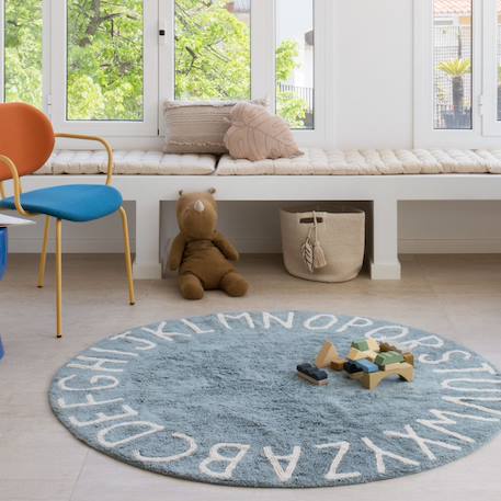 Tapis lavable rond alphabet abc Blanc+Bleu+Pink 7 - vertbaudet enfant 