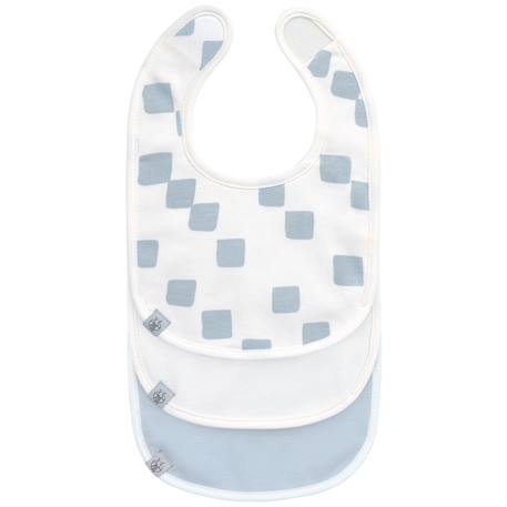 Lot de 3 bavoirs naissance gots happy fruits bleu Blanc, bleu 1 - vertbaudet enfant 