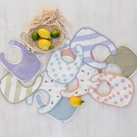 Lot de 3 bavoirs naissance gots happy fruits bleu Blanc, bleu 4 - vertbaudet enfant 