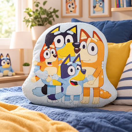 Coussin forme imprimé 100% polyester, bluey family Bleu 3 - vertbaudet enfant 
