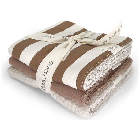 Lot de 3 lingettes caramel sailor (28 x 28 cm) Blanc, marron 1 - vertbaudet enfant 