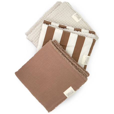 Lot de 3 lingettes caramel sailor (28 x 28 cm) Blanc, marron 2 - vertbaudet enfant 