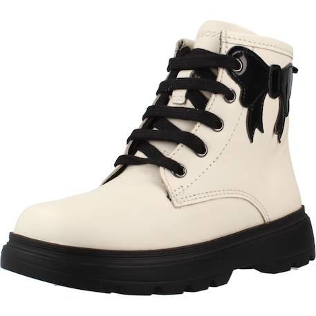 Baskets bébé fille en cuir kiddartah Blanc c1m9b+Noir c9999 4 - vertbaudet enfant 